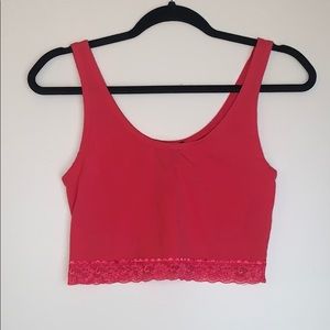 Pink Forever 21 Lace Crop Top